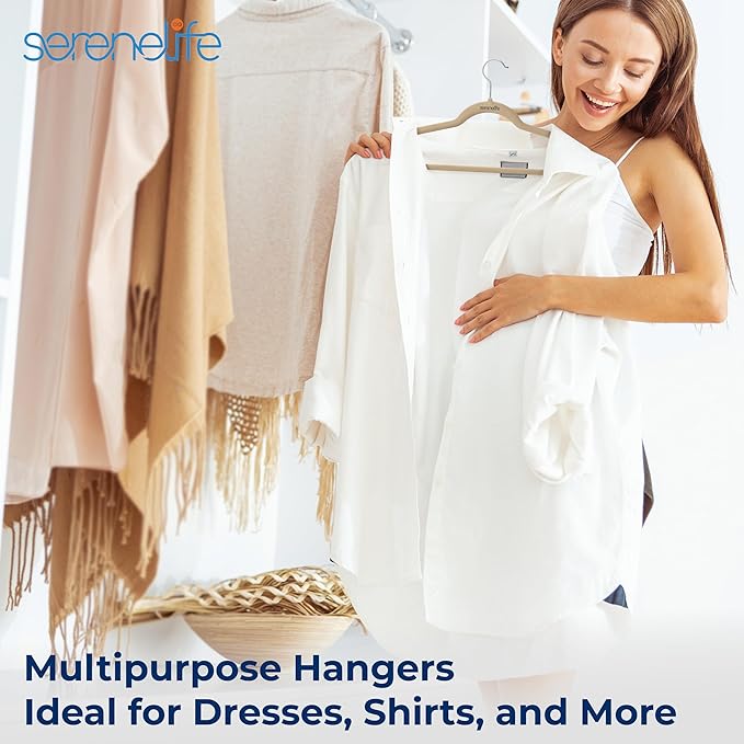 SereneLife 30 Pack Velvet Hangers - Non-Slip Felt Hangers with 360° Swivel Hook, Space-Saving, Ultra-Thin, Lightweight for Shirts, Sweaters, Hoodies, Kids Clothes & Dresses (Ivory)