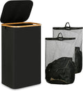 iEGrow Laundry Hamper with Lid, 110L Large Laundry Basket with Handle, Collapsible Clothes Basket Organizer with Removable 2 Inner Bag for Clothes Toys Towels - Black