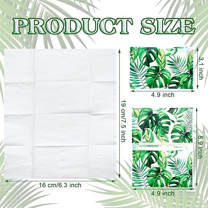 Geyee 50 Packs Facial Tissue Travel Packs Disposable Pocket Tissues for Wedding Guest Travel School Purse Home Supplies, 500 Sheets 3 Ply(Palm Leaves)