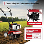 2HP Garden Tiller Cultivator 52CC 2 Stroke Gasoline Engine Mini Tiller Cultivator Rotary Hoe Rototiller Garden Yard Soil Tilling Machine