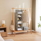 MAX Houser 6 Tier Shelf Hanging Closet Organizer, Closet Hanging Shelf with 2 Sturdy Hooks for Storage,2 Pack, Foldable (Light Grey)