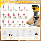 Cordless Wood Router Trimmer for Dewalt 20V Battery, 6 Speeds Wood Trimmer Set, 800W 30000 RPM Brushless Motor Hand Palm Router with 15pcs 1/4"Shank Router Bits for Woodworking,Slotting(NO Battery)