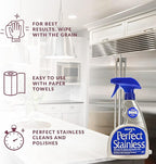 HOPE'S Perfect Stainless Steel Cleaner and Polish with Microfiber Cloth, 22-Ounce, Streak-Free Self-Polishing Formula, Blocks Fingerprints, 1 Pack with Microfiber Cloth