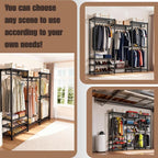 KAXIWEI Portable Closet Wardrobe – Heavy-Duty Freestanding Clothes Rack with 4 Hanging Rods & 8 Shelves, Adjustable Clothing Organizer, 67.3" L x 14.6" W x 76.8" H, Max Load 850 lbs