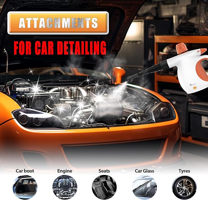 ETL-Certified Handheld Steam Cleaner - 221℉ 3.5 Bar Pressure, Chemical-Free Multi-Surface Cleaner for Kitchen, Bathroom, Car - Heats in 3-5 Mins