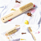 Wood Laundry Stain Brush Set (Large + Small) with Boar Bristles – Tough Stain Remover for Delicates, Cotton, Linens & Shoes, Laundry Scrub Brushes for Clean Fabric