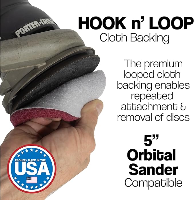 5" Abrasive Pad Hook & Loop Round Non-Woven Discs for Wood, Metal, Scuff Sanding Between Coats of Finish/Paint, Rust Removal, Deburring, Clean Metal, Medium Scuff Pads - 320 Grit - 10 Pack (Maroon)