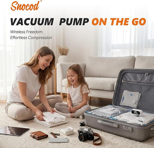 15 Pack Vacuum Storage Bags with -70KPa Electric Pump, Premium Tear-Resistant Reusable Bags for Clothing, Space Saving Essentials for Travel, White