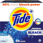 Tide Powder Laundry Detergent with Bleach, Original Scent, 89 Loads, 129 oz
