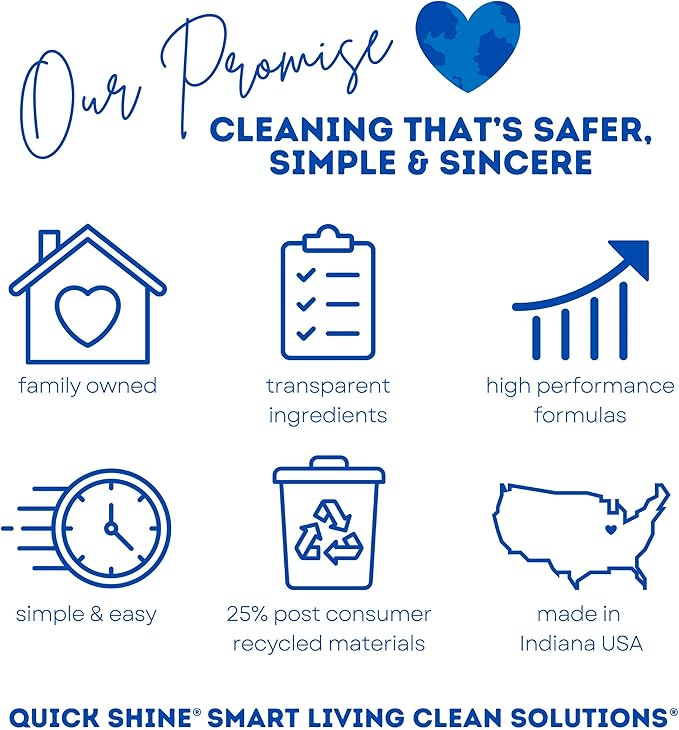 Quick Shine Multi Surface Floor Cleaner 27oz, 2Pk | Ready to Use-Streak Free- No Rinse | Use on Hardwood, Laminate, Luxury Vinyl Plank & Stone | Use in Spray Mops & Vac Mops | Safer Choice Cleaner