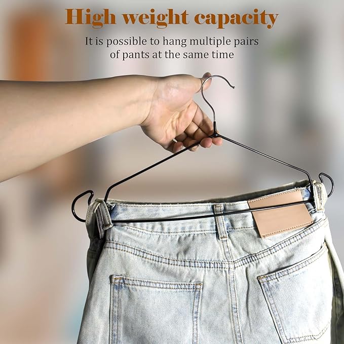 Clothes Hangers, 20Pack,Black Metal Hangers,15.7'W Space-Saving Shirt Hanger,Non-Slip Heavy Duty Hanger with Deep Shoulder Notches for Dress and Camisole