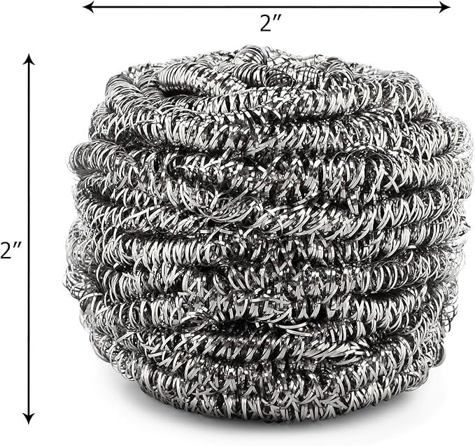 12 Pack Stainless Steel Scourers by Scrub It – Steel Wool Scrubber Pad Used for Dishes, Pots, Pans, and Ovens. Easy scouring for Tough Kitchen Cleaning.