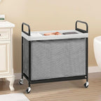 STORAGE MANIAC Rolling Laundry Hamper with Wheels 3-Section Laundry Sorter Rolling Laundrys Basket on Wheels with Removable Bag Clothes Hamper Laundrys Organizer Cart Bathroom Bedroom 120L Grey