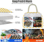douyadady Lunch Bag Women/Men Lunch Box Women/Men (Yellow+White Checkerboard)