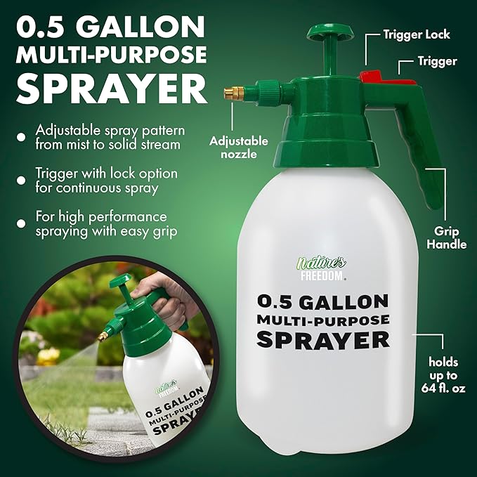 Nature's Freedom Outdoor Pet Odor Eliminator – Gallon Enzyme Cleaner with Pump Sprayer for Yard, Turf, Patios, Kennels, Concrete