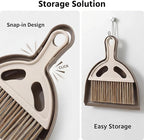 Mini Broom and Dustpan Set, Small Handheld Broom and Dustpan for Desk, Clip-On Hand Brush for Keyboard, Car Interior, Countertop, and Cat Litter Cleaning, Brown