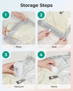 BAGSMART Vacuum Storage Bags with Portable Pump, Travel Space Saver Bags for Clothes, Heavy Duty Compression Bags for Storage, Vacuum Seal Bags with Hand Pump, Travel Essentials for Packing-Gray
