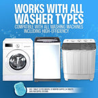 Sudstainables Washing Machine Cleaner Tablets (24-Pack) – Deep Clean Odor & Residue Remover for Front & Top Load Washers, HE & Septic Safe Washing Machine Tub Cleaner for Long-Lasting Freshness