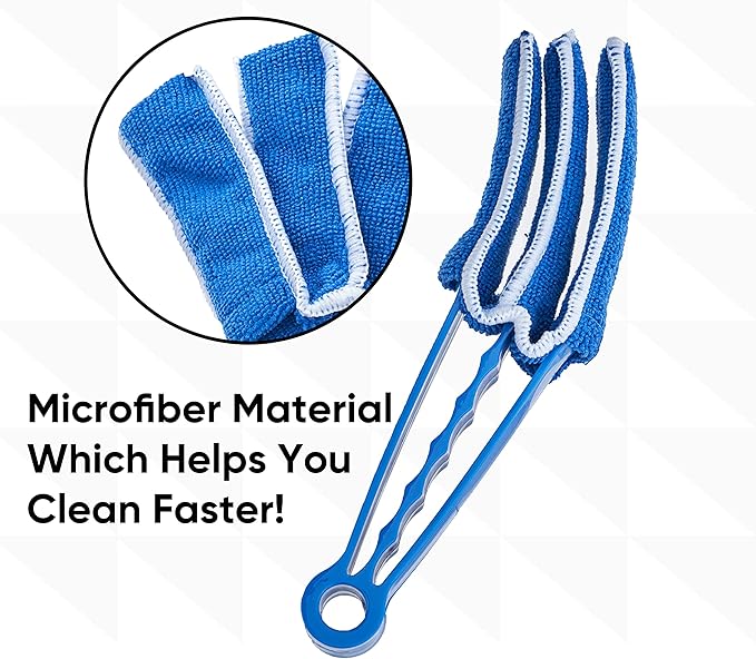 Blind Cleaner Duster Tool, Fan Blade Cleaner, Air Duct Cleaning Tools, Blue Window Blinds Cleaner with Microfiber Sleeve for Fans, Window Blinds, Vents, Shutters…(3 Pack -Superio)