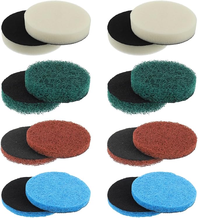 16pcs Electric Cleaning Brush Pad Set 4 Foam Pads 4 Kitchen Mats 4 Heavy Duty Pads 4 Microfibre Pads fit for Bosch Home/Garden 6033 Battery Cleaning Brush