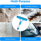 3 in 1 Window Cleaning Scraper with Sprayer, All-Purpose Squeegee for Shower Glass, Car Windows, Mirrors & Home, Window Cleaner Tool with Built-in Spray Bottle (Blue)