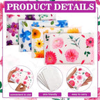 PerKoop 100 Pack Pocket Tissues Travel Slim Packs Small Facial Tissues Wallet Size Toilet Paper for Travel Guest Wedding Supplies, 4 Styles(Colorful Floral)