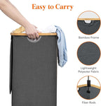 Lifewit 80L Laundry Basket with Lid, Clothes Hampers for Laundry with Bamboo Handles and 1 Removable Bag, Large Foldable Laundry Hamper for Bedroom, Bathroom, Dorm, Laundry Room, Dark Gray
