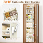 Mefirt Over The Door Organizer, 8 Shelf Door Hanging Organizers with 8 Large Capacity Pockets, Back of Door Organizer Storage Hanging Shelves for Closet Bathroom Bedroom Nursery