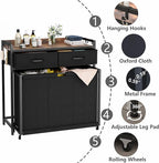 STIKELY Laundry Hamper Laundry Basket with 3 Section Pull-Out Rolling Bags, Laundry Sorter for Organization and Storage with 2 Pull-Out Drawers for Laundry Room, Bathroom, Bedroom Use (Rustic Brown)
