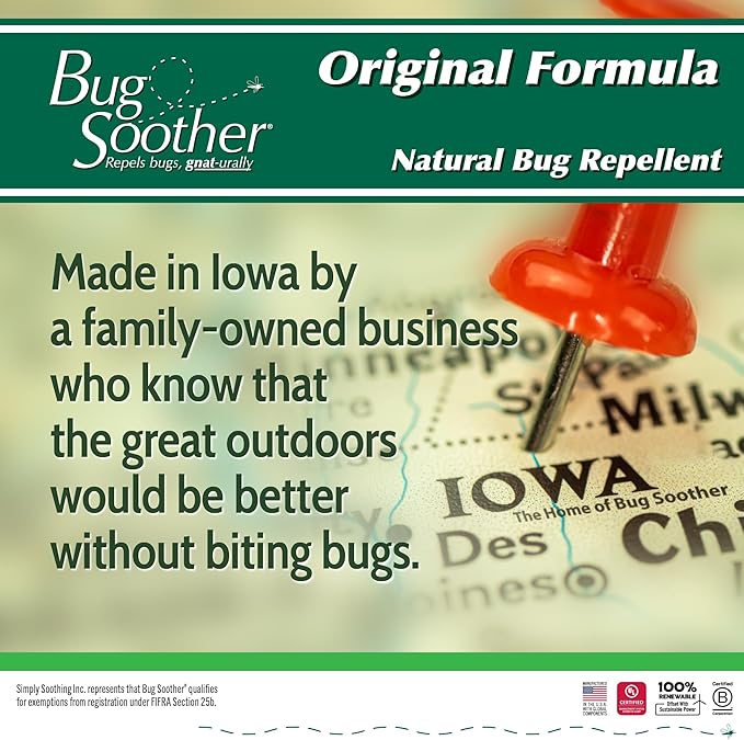 Bug Soother Refill - Natural Insect, Gnat and Mosquito Repellent & Deterrent - 100% DEET-Free Safe Bug Spray for Adults, Kids, Pets, Environment - Includes Free 1 oz. Travel Size. (16 oz.)