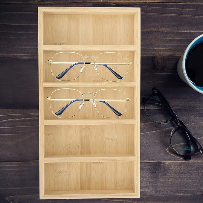 BESPORTBLE Sunglasses Organizer Tray 5-Grid Eyeglasses Storage Display Case Wear-Resistant Glasses Rack for Home Countertop Eyewear Organization