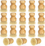 18 Pcs Bamboo Dish Scrub Brushes Kitchen Dishwashing Cleaning Brush Wooden Scrubbers Set Sisal Bristles Cleaner Scrubber for Washing Cast Iron Pan Pot Sink Spatula (18, Yellow)