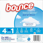 Bounce Free And Gentle Dryer Sheets For Sensitive Skin, Hypoallergenic, Free Of Dyes And Perfumes, Unscented, 330 Count