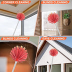 Cobweb Duster with Extension Pole, 59" Adjustable Stainless Steel Pole, Washable Duster with Medium-Stiff Bristles for Ceiling Fan, High Ceilings, Blinds, Furniture, Kitchen, and Home Cleaning