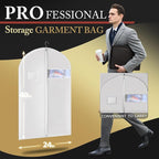 Hleelomi 40-inch Suit Bag Garment Bag for Travel and Storage, Garment Bags for Hanging Clothes with Zipper and Visible Transparent Window, White 1 pack