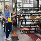 Heavy Duty Angle Broom 4 Pack - Orange Broom for Outdoor & Indoor, Garage, Driveway, Sidewalk, Kitchen & More, Long Handle