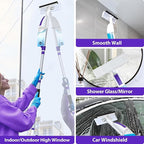 Spray Window Squeegee with 60" Extension Pole, Window Cleaning Squeegee Kit- 2-In-1 Squeegee Scrubber, 3 Microfiber Cleaning Pad&400ML Refill Bottle, Multi-Use Squeegee for Home Shower Car Windshield.
