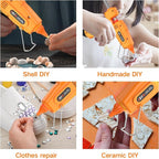 IZIO 100W Professional Hot Glue Gun Kit - Fast Heating, Non-Drip, Anti-Scald Nozzle, Safe & Ergonomic Grip, Includes 21 Glue Sticks (7/16") and Storage Bag - Full Size, Orange