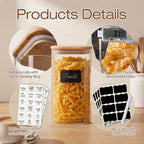 HomArtist Square Glass Jars with Bamboo Lids 30 FL OZ [Set of 6], Glass Canisters with Airtight Lid, Glass Food Storage Container for Pasta, Flour, Sugar, Rice, Best for Kitchen & Pantry
