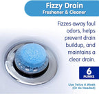 Plink Fizzy Drain Freshener and Cleaner, Prevents Clogs and Removes Odors in Household Sinks, Lemon Scent, 6-Pack