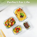 HOMBERKING 8 Pack Glass Food Storage Containers with Lids, Meal Prep Containers, Airtight Bento Boxes with Leak Proof Locking for Microwave, Oven, Freezer and Dishwasher, BPA Free, 5-35oz, white