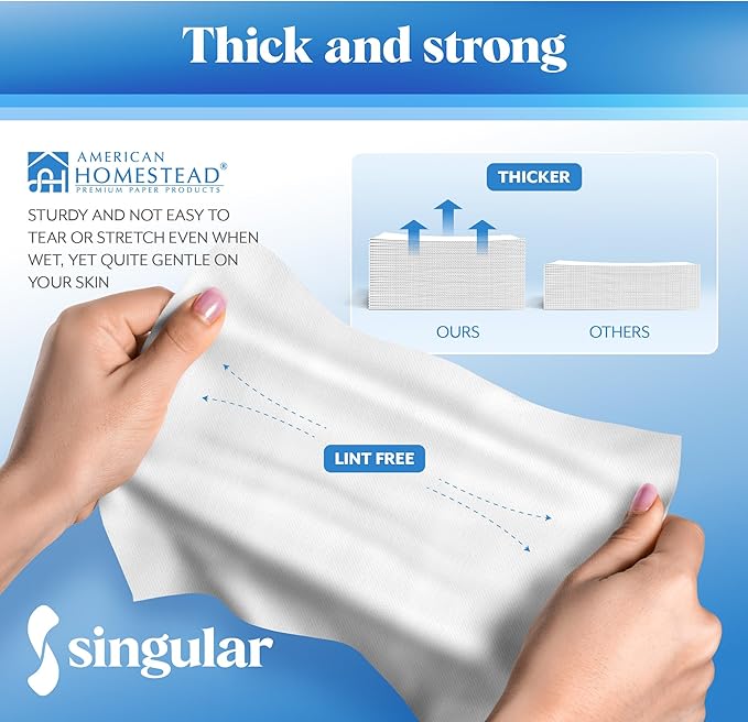 AMERICAN HOMESTEAD Disposable Hand Towels for Bathroom - White Linen-Like Guest Napkins - Ideal Paper Dinner Napkins or Bathroom Towels for Guests - 100 Count - Quilted - Basic Size 15.5" x 8"