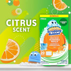 Scrubbing Bubbles Flushable Toilet Bowl Wand Cleaner Refills, Fresh Brush Cleaner Toilet Refill Pads, Removes Limescale & Odors, Citrus Scent, 20 Count (Pack of 2)