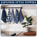 36 Pack Japanese Reusable Cleaning Cloths Washable Cotton Kitchen Towels for Home (Blue)