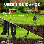 Manual Weed Puller Tool - Reinforced 4-Claw Steel Head - Updated Version Efficient Weed Remover with Long Handle for Garden Weeding Easily Remove Weeds Effortlessly Without Kneeling