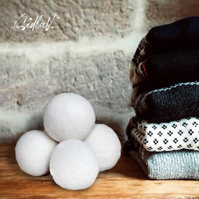 SEDLAV Wool Dryer Balls for Dryer Wool Dryer Balls - Wool Laundry Balls for Dryer, Wool Dryer Balls Laundry Reusable, Natural Reusable Fabric Softener & Wrinkle Reducer – Chemical Free (8)