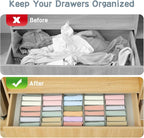 Qozary 3 Pack Sock Underwear Drawer Organizer Dividers, Non-Woven Fabric Collapsible Cabinet Closet Storage Boxes for Clothes, Socks, Lingerie, Underwear, Tie, Belt, Baby, Bedroom