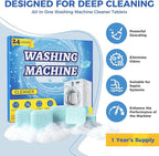 Washing Machine Cleaner Tablets, 24 Pack, Deep Cleaning Descaler and Suitable for Most Washer Machine Cleaner Front Loader and Top Load, Compatible with HE Models