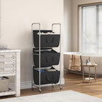 ELYKEN 120L Vertical Rolling Laundry Hamper with Removable Bags, 3 Section Laundry Baskets with Wheels, Space-Saving 3 Tier Laundry Sorter for Small Spaces, Dorm, Bedroom, Bathroom, Laundry Room