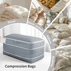 Comforter Storage Bag - Large Capacity Bedding Storage Bags Ultra Space Saving Self Compression Organizer, Washable Compression Bags for Storage Comforter Blanket Duvet Pillow, 2-Pack, Grey